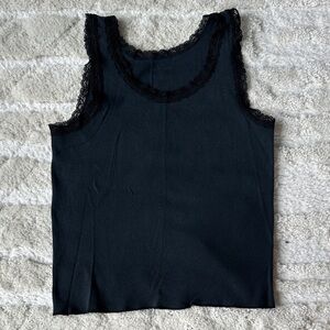 Brandy Melville Black Lace Trim Tank Top